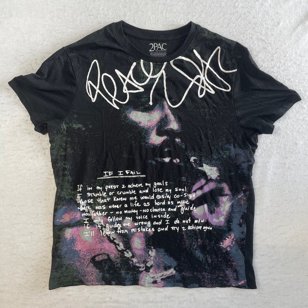 Bravado 2Pac Graphic Tee XL‎ Black If I Fail Poem Rap Streetwear Hip Hop Shirt